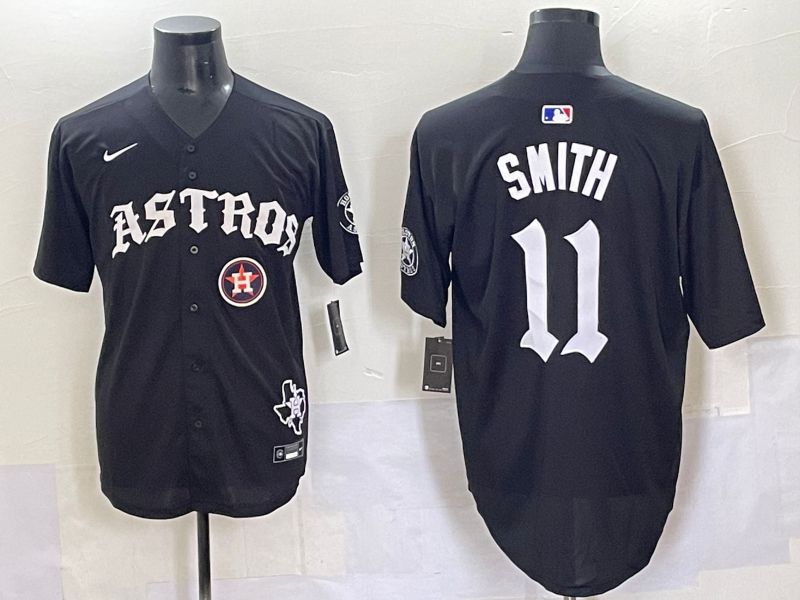 Men 2025 Houston Astros #11 Smith Black Seven generations Joint Name Nike MLB Jersey style 70412->houston astros->MLB Jersey
